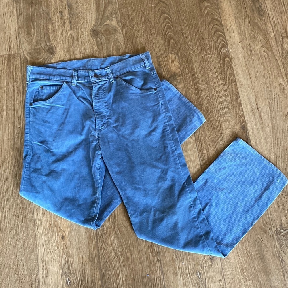 Vintage 70s Big Yank Pants Mens 32X30 dusty Blue Corduroy Retro Western